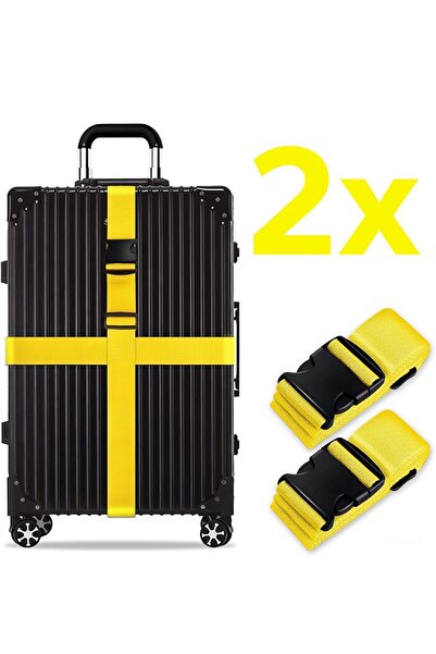 RZ RY ZAGA Valiz Kemeri Sarı Ekstra Emniyet Kilitli Tokalı Ayarlanabilir Bavul Kemeri 2 Adet 5cm X 200cm