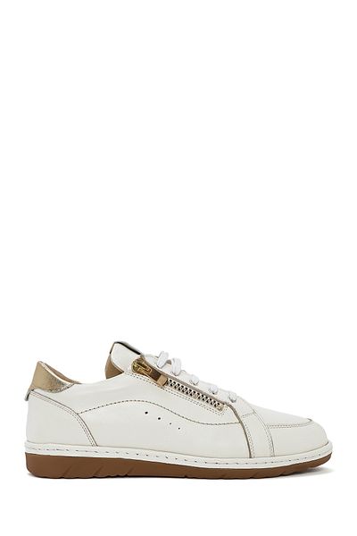 Derimod Women's Cream Lace-Up Leather Sneaker 25Sfd 411418