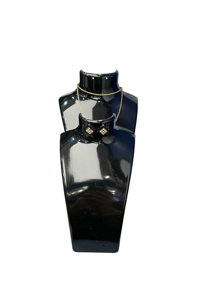 STAND MARKET Necklace Stand Acrylic Set of 2 Black, Jewelry Mannequin 2 Sizes Black