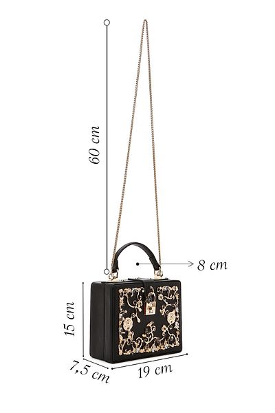 Derimod Women's Black Long Strap Patterned Portfolio Bag 25Sbd 296518