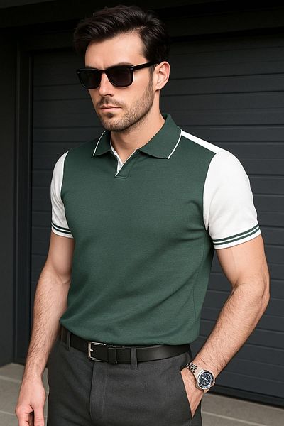 Delpino Πλεκτό Polo Neck Ανδρικό βαμβακερό T-shirt