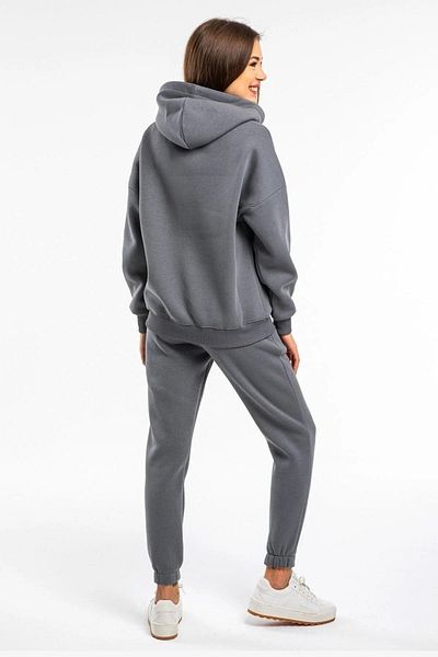 Sweetline Set de trening de bază uni Hanorac Jogger - Fum cu glugă supradimensionată