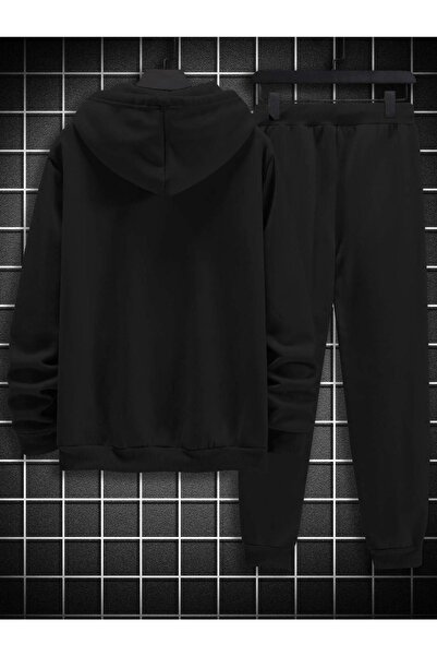 Sweetline Вертикальний принт на спортивному костюмі Світшот Jogger - Чорний принт Oversize з капюшоном