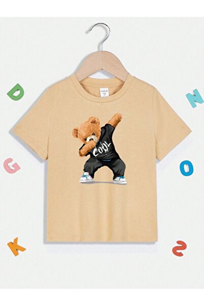 Sweetline Cool Bear Cotton T-Shirt για παιδιά - Μπεζ εμπριμέ για κορίτσια, κα...