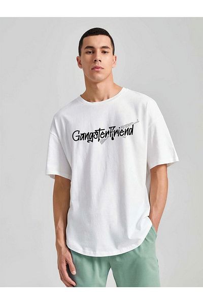 DUBU BUTİK Unisex Oversize Gangster Friend Printed T-shirt