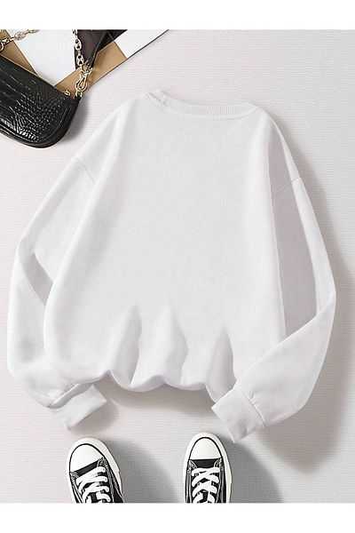Sweetline Arizona 1912 Sweatshirt - White Printed Oversize Winter Thick Cycling Yala