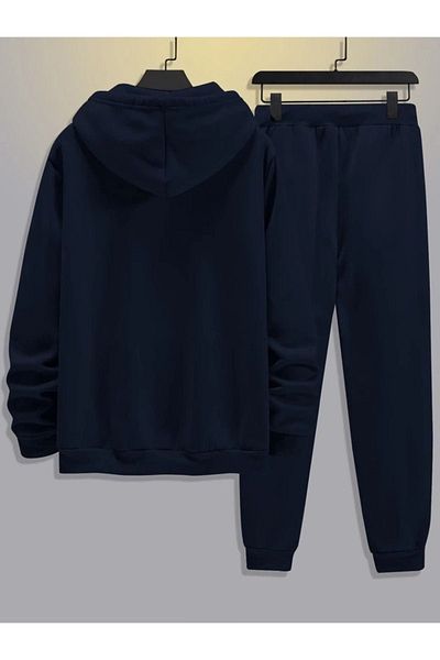 Sweetline Paris Striped tréningruha szett pulóver Jogger - sötétkék nyomtatott oversize raszteres kapucnis
