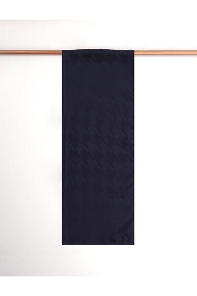 Kayra Kaz Ayağı Desen Jakarlı Şal Lacivert