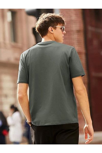 Sweetline Eagle Single Jersey Smoked Oversize T-Shirt - Crew Neck