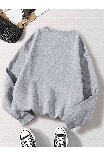 Sweetline Arizona 1912 Sweatshirt - Gray Printed Oversize Winter Thick Cycling Yala