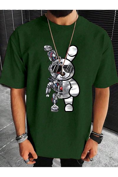 DUBU BUTİK T-Shirt - Χακί - Oversize