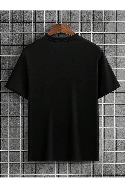 DUBU BUTİK Vintage 1969 Single Jersey T-Shirt - Black Printed Oversize Crew Neck T-Shirt