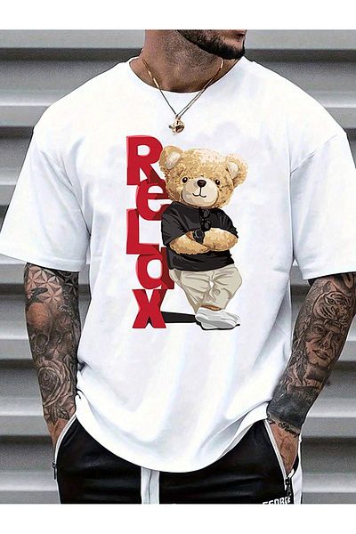 DUBU BUTİK Relax Single Jersey T-Shirt - White Oversize Crew Neck Short Sleeve T-Shirt