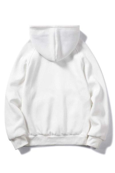 Sweetline Φούτερ με λογότυπο Nasa - Λευκή στάμπα Oversize Χειμερινή χοντρή κουκούλα