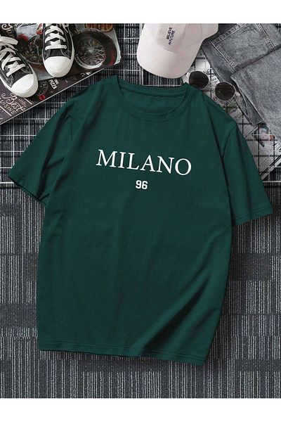 DUBU BUTİK Milano Single Jersey T-Shirt - Green Oversize Crew Neck Short Sleeve T-Shirt