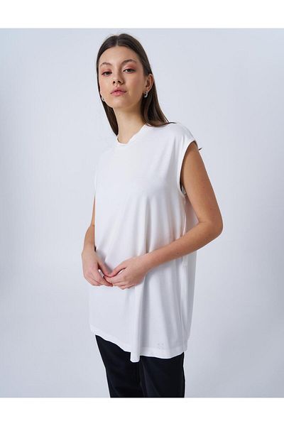 Kayra Crew Neck Knitted T-Shirt Ecru