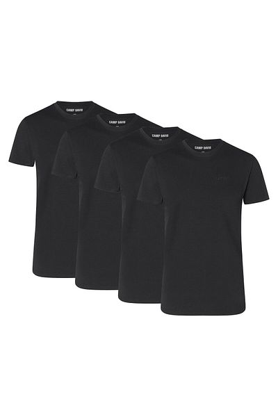 Camp David Herren T-Shirts, 4er Pack - Rundhals-T-Shirt 4P, Logo, Baumwoll-Stretch