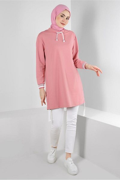 Alvina 43845 Model Gathered Collar Tracksuit Tunic
