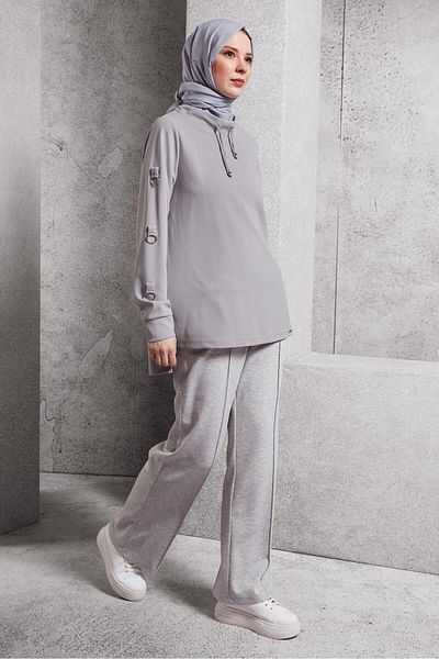 Alvina Lace-Up Neckline Tracksuit Tunic - 45209
