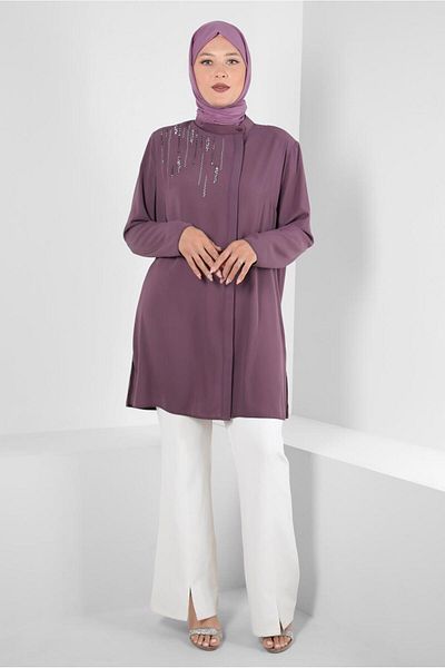 Alvina HIDDEN BUTTONED STONE DETAIL TUNIC 20359
