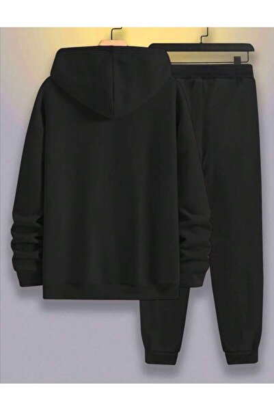 Mythologie Face Patterned Sweatshirt Sweatpants Jogger - Black Printed Bottom Top Tracksuit Set Hooded