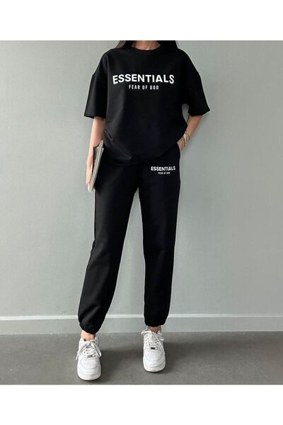 Mythologie Essentials Sweatpants and T-Shirt -Black Jogger T-Shirt Bottom Top...