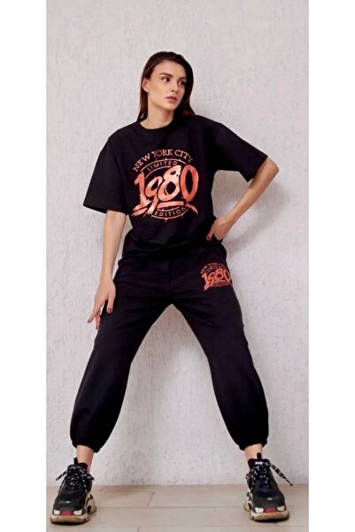 Mythologie 1980 Sweatpants and T-Shirt - Black Jogger T-Shirt Top and Bottom ...