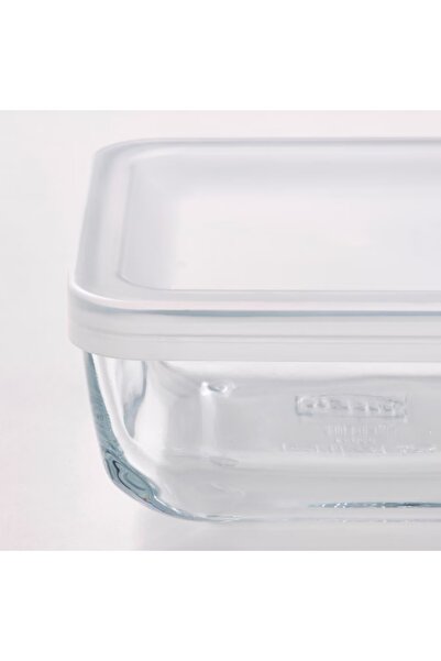 IKEA BESTÄMMA Glass Food Container with Lid 0.5L – 12x12x6 cm, Stackable & Durable