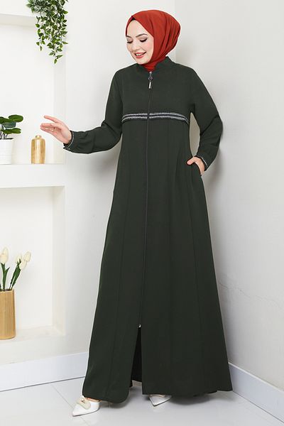 ModaMerve Sim Transitional Hijab Ferace 1012ESL1097-M Χακί