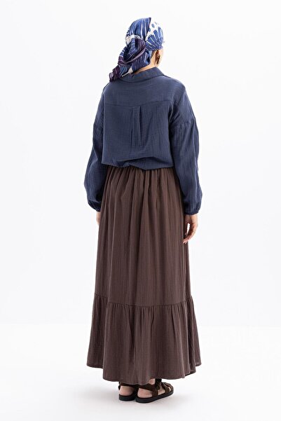 ALLDAY Kahve-%100 Pamuklu Kloş Etek