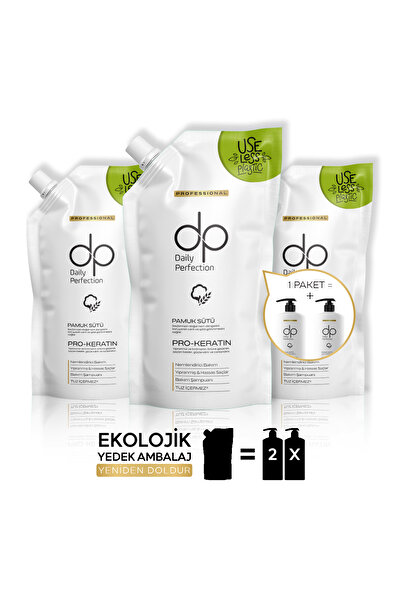 dp Daily Perfection Şampuan Pamuk Sütü 800 ml X 3 Adet Yeniden Doldurulabilir Ekonomik Set