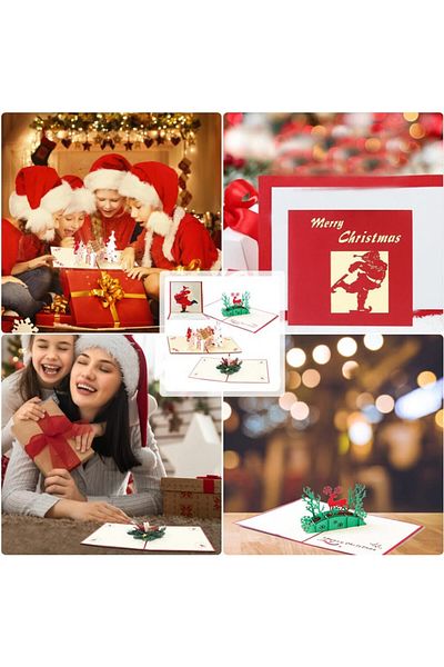 Karll 3D Christmas card, cardboard, white/green/red, 15 x 15 cm