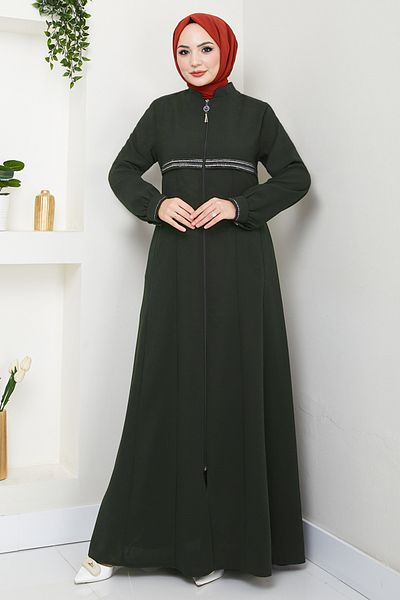 ModaMerve Sim Transitional Hijab Ferace 1012ESL1097-M Χακί