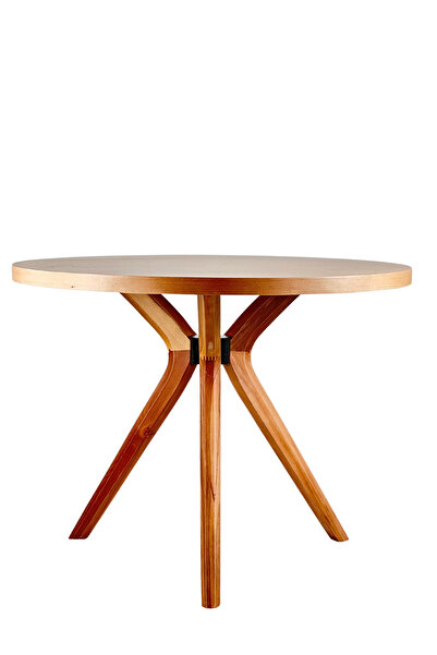 Woodenbend Albert Natural Ahşap Yuvarlak Masa Sandalye Takımı 100x100 İskandinav Bohem 4 Hazeran Sandalyeli