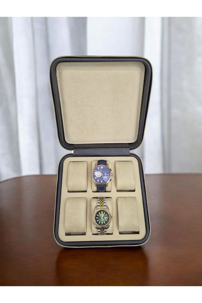 Moda fiesta Deri 6 Lı Saat Çantası Kutusu Fermuarlı Ahşap Kasalı (Siyah)