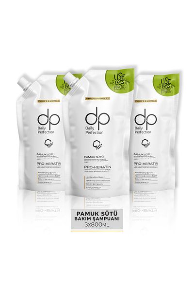 dp Daily Perfection 800ml X 3 Grains Shampoo Cotton Milk Refillable Economic Set
