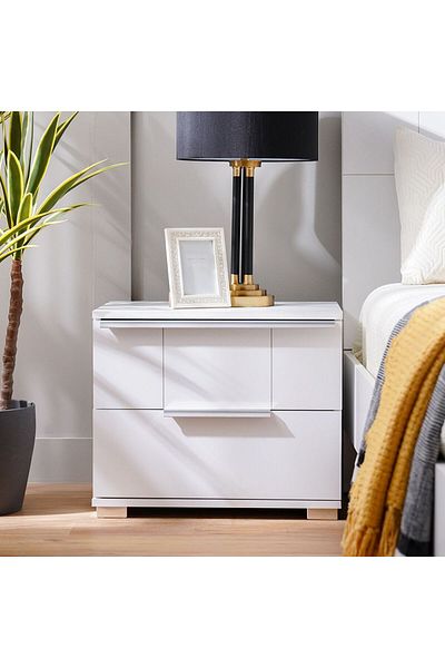 Danube Home Brooklyn Night Stand Multifunctional Bed Side Table - White L60xW39.3xH50.1cm
