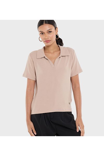 BCBG Basic Polo Without Button With Metal Tab For Women