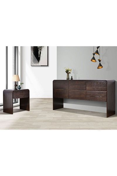 Danube Home طاولة جانبية للسرير متعددة الاستخدامات من كاسي بدرج واحد - بني غامق، الطول: ٥٥ سم × العرض: ٤١ سم × الارتفاع: ٦٠ سم