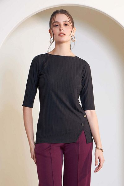 Salt Attire Round Neck Stylish Women's Top Elegant Versatile & Comfortable Casual Wear