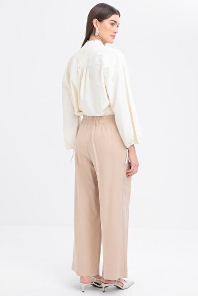 ALLDAY Beige-Pleated Wide Leg Pants