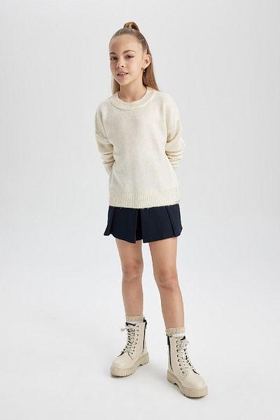 DeFacto Girl's Crew Neck Knitwear Sweater B4068A823Wn