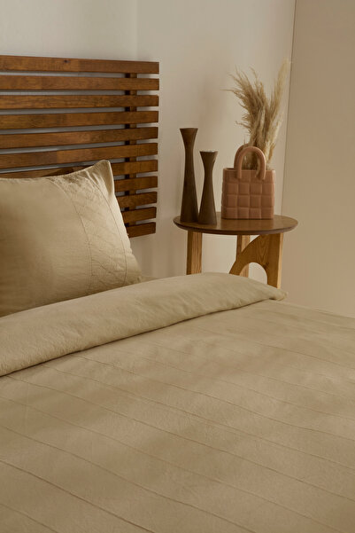 Karaca Home Carmine 100% Cotton Double Duvet Cover Set Beige