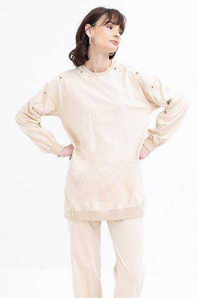 ALLDAY Beige ribbed trouser set