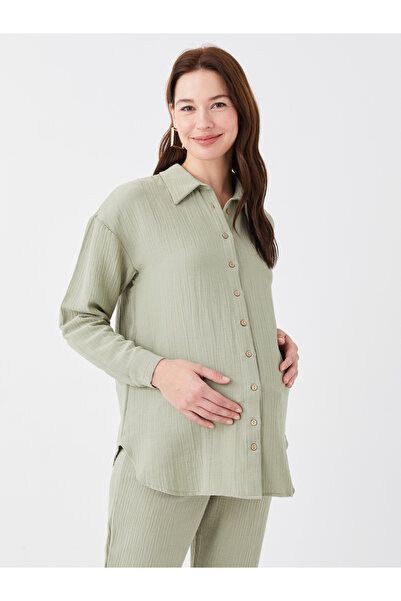 LC Waikiki Plain Long Sleeve See-through Maternity Shirt