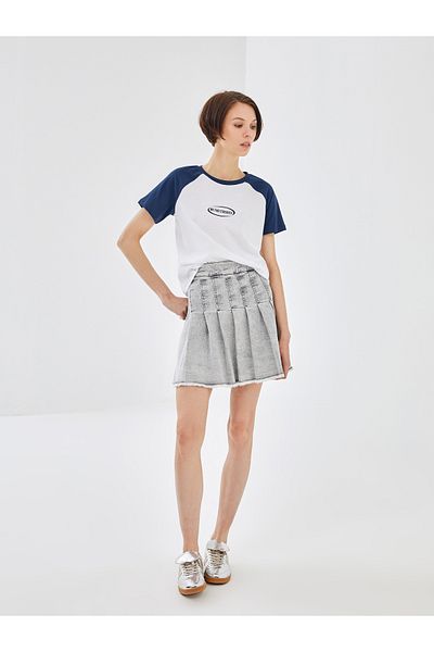 LC Waikiki Fusta de jeans plisată pentru femei Dar Fit