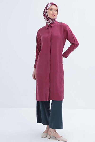 ALLDAY Cherry-Stone Buttoned Long Modal Shirt