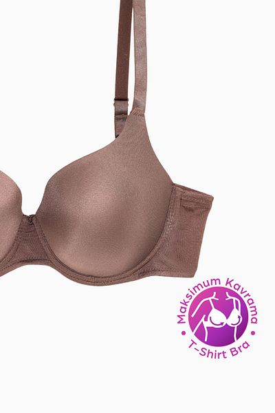Wonna Eva T Shirt Bra - Μέγιστη λαβή χωρίς γέμιση - Σταθερό παχύ λουράκι - Μπρονζέ καφέ
