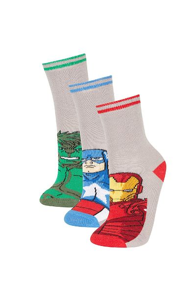 DeFacto Дълги памучни чорапи Marvel Avengers от 3 части A6398a8ns за момче