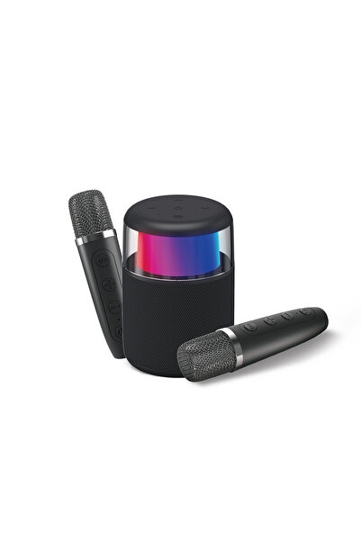 Lenyes S217 RGB Işıklı Karaoke Mikrofonlu Bluetooth Speaker Hoparlör v5.3 Siyah